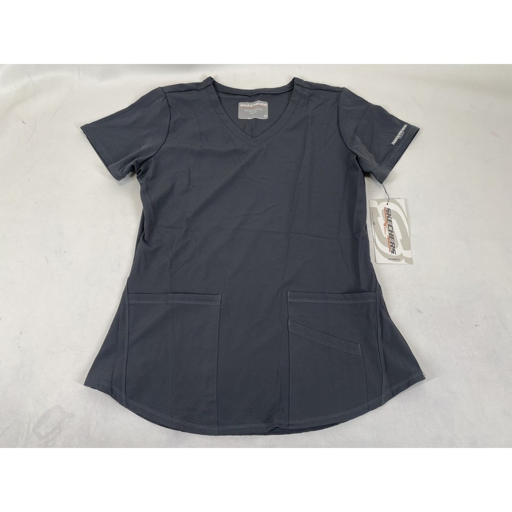 Skechers‎ Barco Scrubs 3PKT Vitality V Neck Top Womens S Pewter NWT